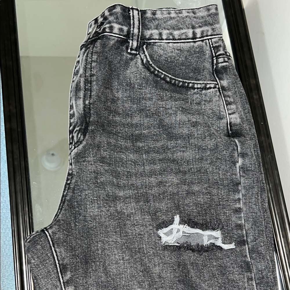 Distressed Black Denim Jeans